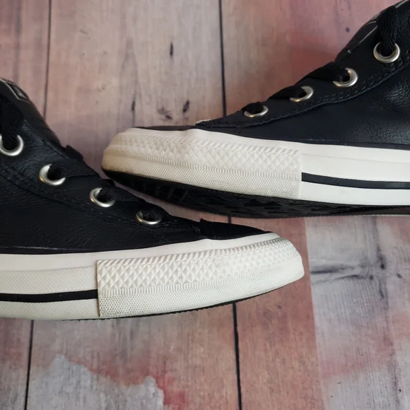 Leather Black Converse Junior Sneakers - Picture 15 of 16